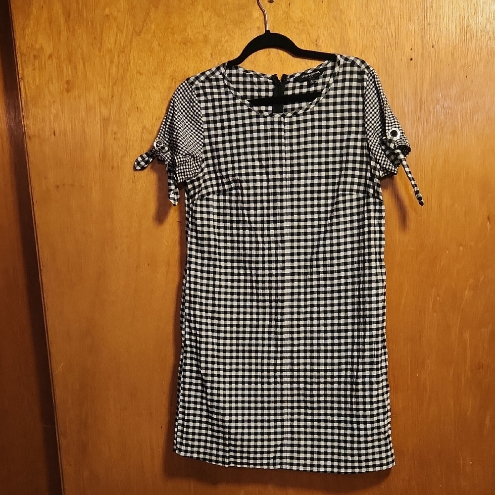 Sharagano Black and White Checkered Mini Dress